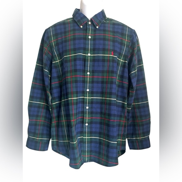 Ralph Lauren Blue and Green Casual Button Down Shirt - Picture 1 of 11